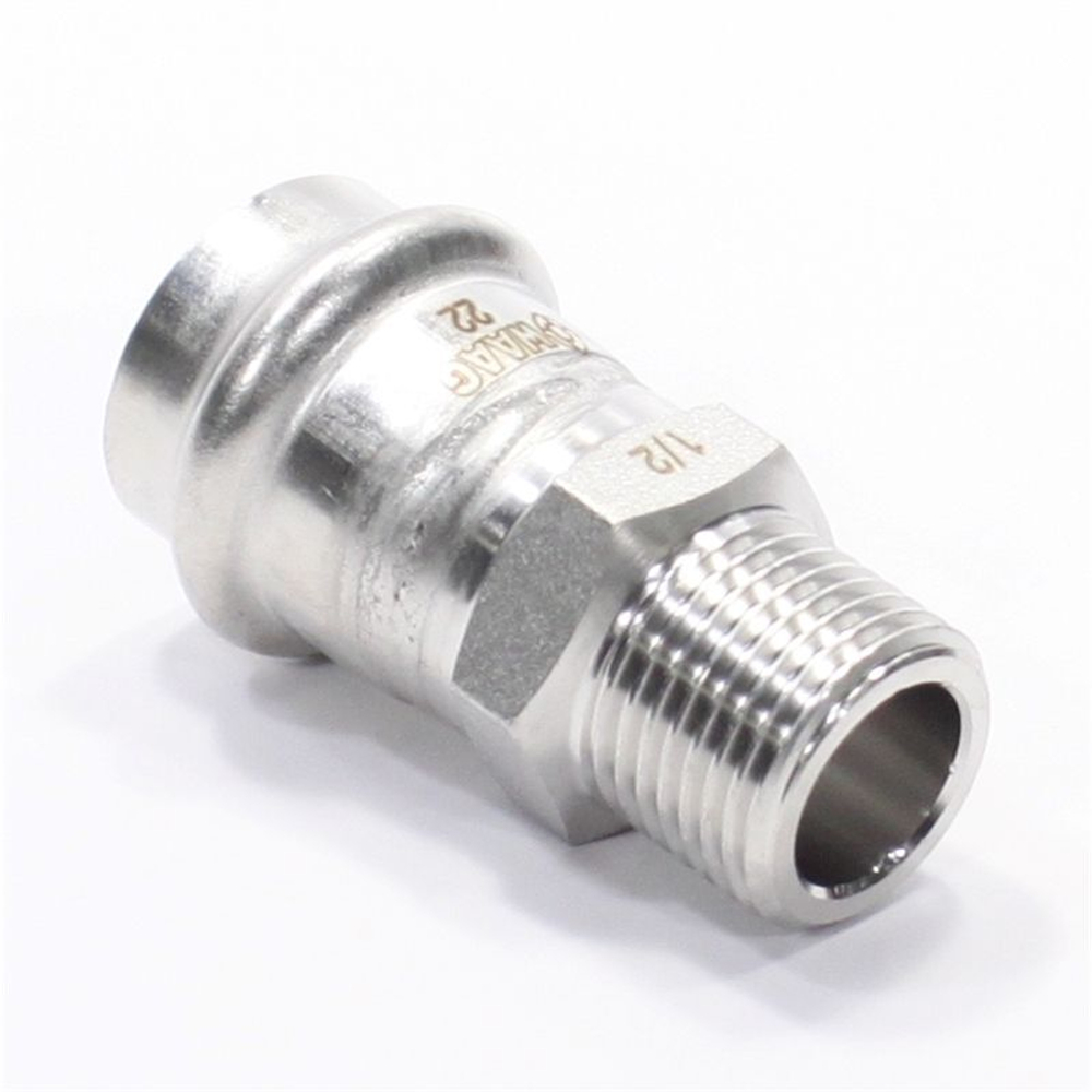 Переходник 22-1/2", WAAG Heavy Inox, пресс-резьба, нар., сталь нержавеющая