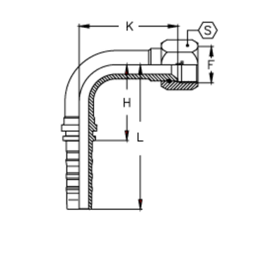 Фитинг DN 25 JIC (Г) 1.5/8 (90) CS (удлинен. К=116)