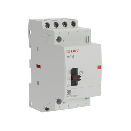 Контактор модульный YON max типа MCМ с ручным управлением 4P 25A 240В 4НО DKC