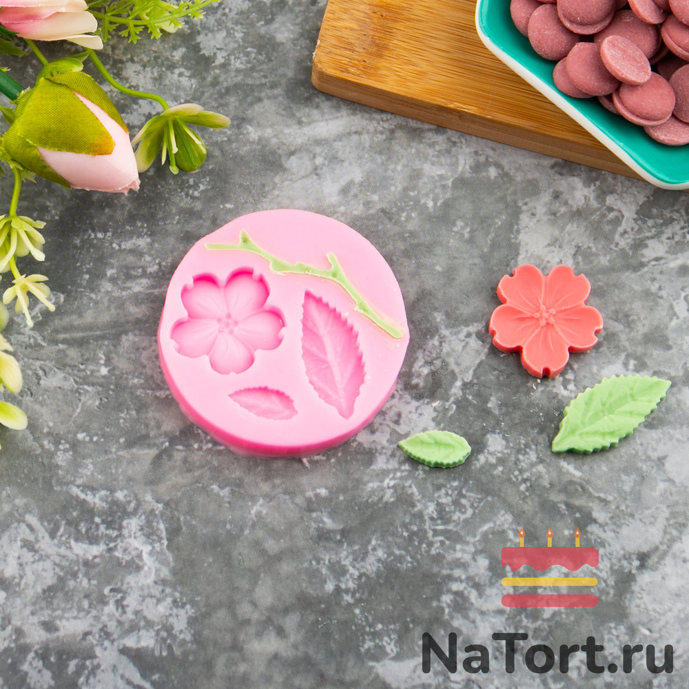 Силиконовый молд «Веточка с цветочком»