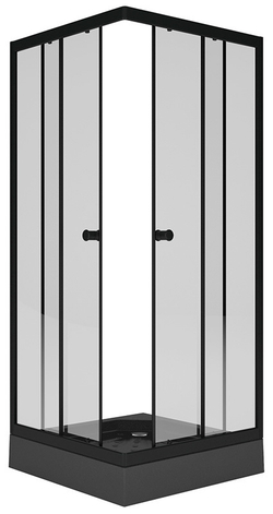 Душевой уголок Melodia Square 800х800х1750 прозрачное стекло, черный профиль (MCNSQ8080TBk)
