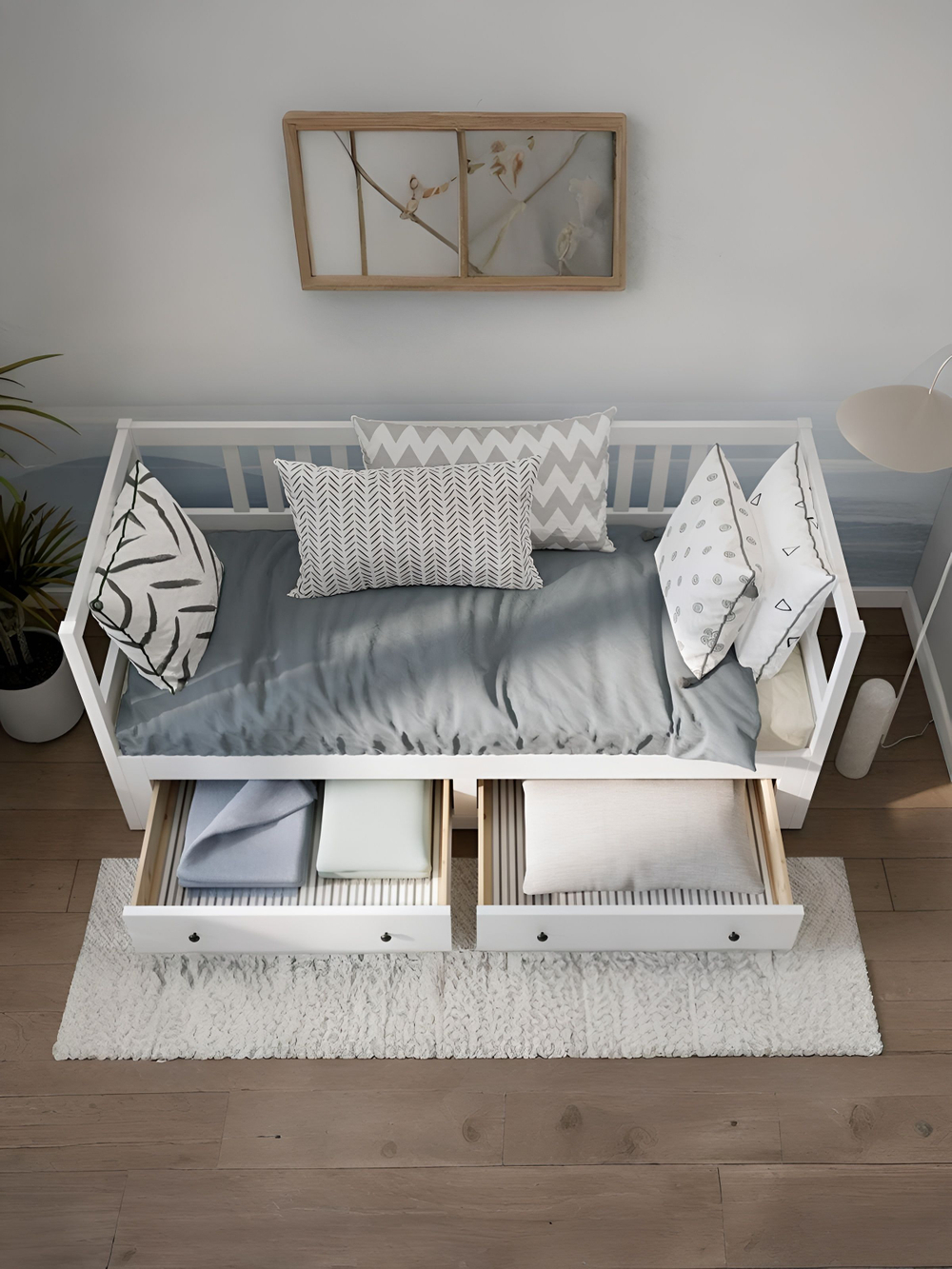 IKEA Кушетка-кровать раздвижная HEMNES, белая, 80*200/160*2000, КЫМОР (ИКЕА ХЕМНЭС)(IKEA HEMNES)