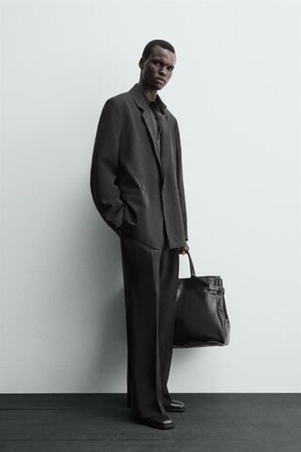 ZARA СТРУЯЩИЕСЯ КОСТЮМНЫЕ БРЮКИ, ЧЕРНЫЙ