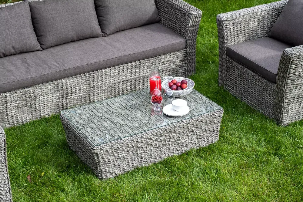 "Капучино" лаунж-зона из искусственного ротанга (гиацинт), цвет серый