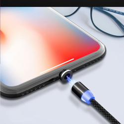 Магнитный кабель USB с разъемом Lightning, Micro USB, Type-C, 1 метр, черного цвета