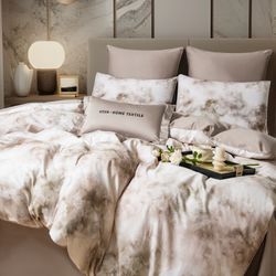 Комплект постельного белья Сатин Премиум «Светлый мрамор»