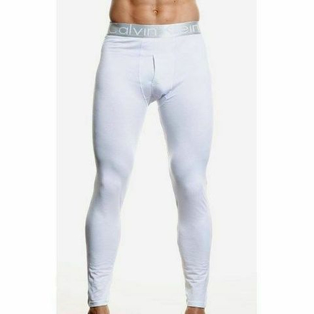 Мужские кальсоны белые с серебристой резинкой Calvin Klein Steel Long Johns White