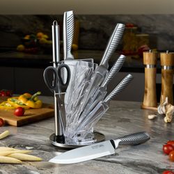 НАБОР НОЖЕЙ AGNESS НЖС НА ПЛАСТИКОВОЙ ВРАЩАЮЩЕЙСЯ ПОДСТАВКЕ 8 ПР.