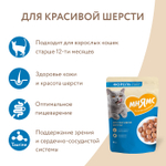 Влажный корм для красивой шерсти кошек Мнямс на каждый день кусочки в соусе с форелью 85г 24 шт