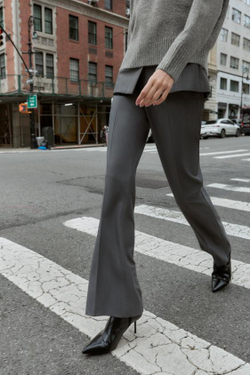 ZARA БРЮКИ FLARE С РАЗРЕЗАМИ, СЕРЫЙ