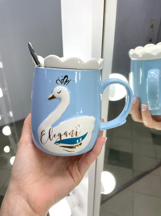 Кружка "Царевна лебедь" с крышечкой и ложкой ассорти