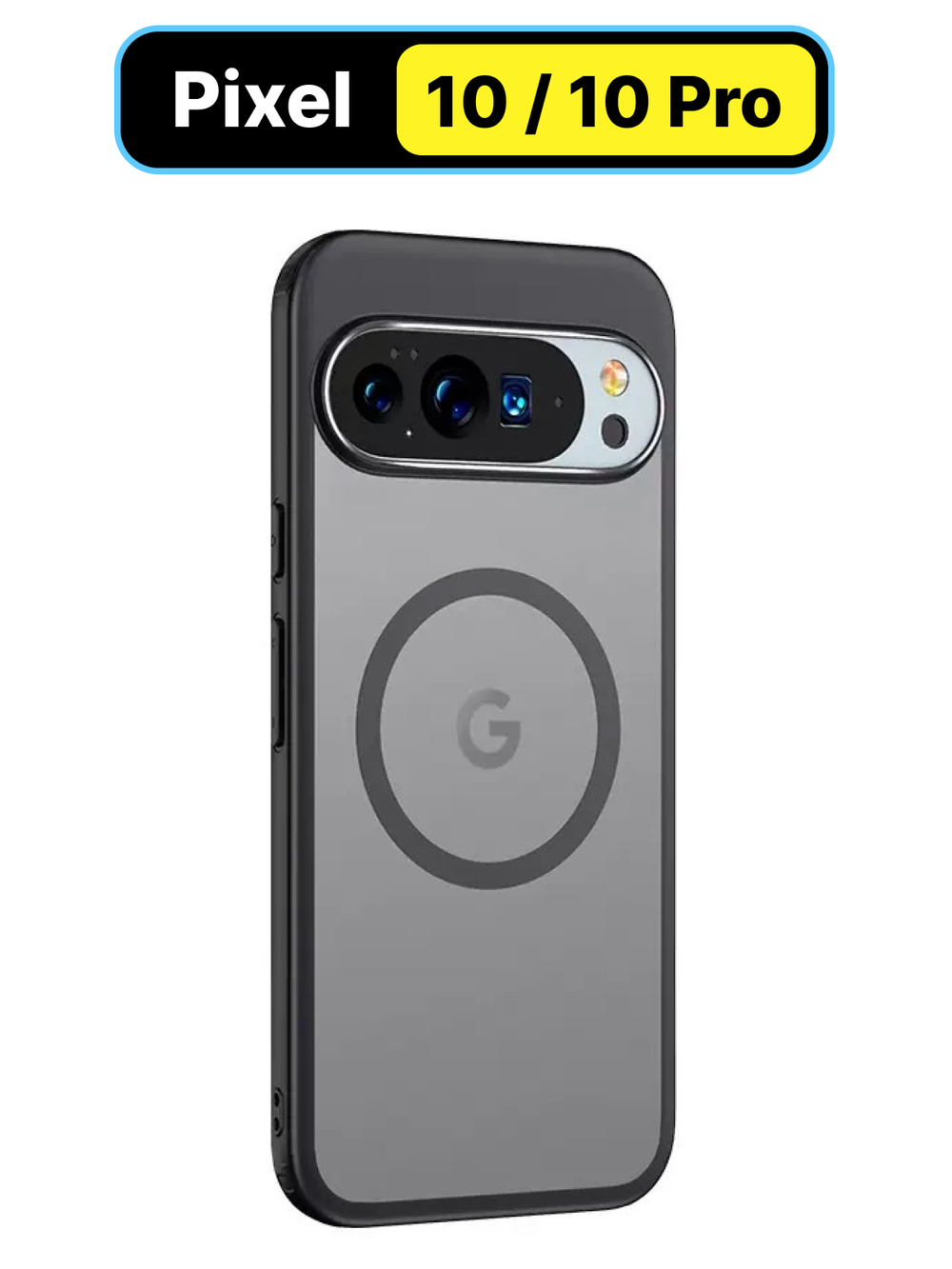 Чехол с Магсейф Google Pixel 10 / 10 Pro прозрачный матовый с черным бортом WLONS