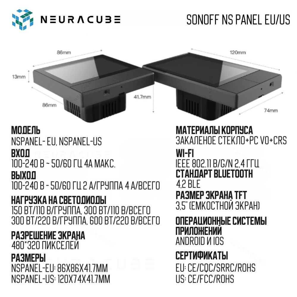 Панель управления Sonoff NSPanel (EU) Black