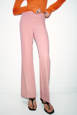 ZARA БРЮКИ FLARE С БОКОВЫМИ ШВАМИ, РОЗОВЫЙ