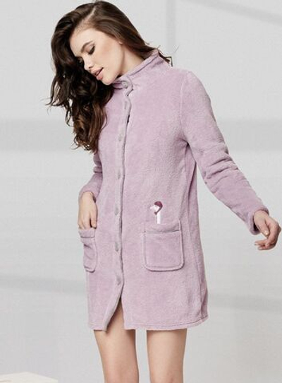 Теплый халат из флиса Goose (Размер: S) (Цвет: сиреневый)