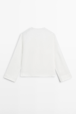 Massimo Dutti Струящаяся рубашка с декоративной деталью на груди, белый