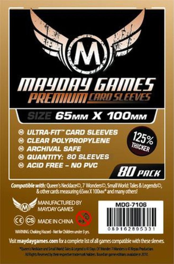 Протекторы для настольных игр Mayday Premium Magnum 7 Wonders (65x100) - 80 штук