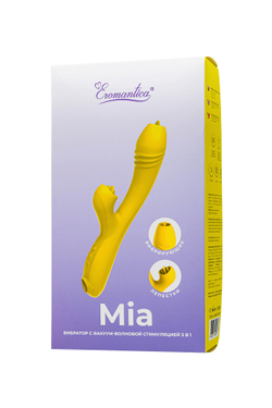 Вакуум-волновой стимулятор Eromantica Mia с вибрацией и язычками, силикон, желтый, 22 см