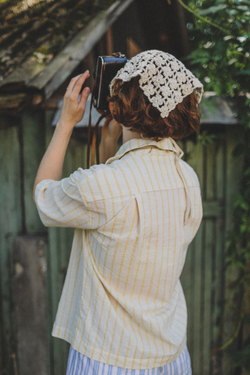 Рубашка с английским воротником в желтую полоску