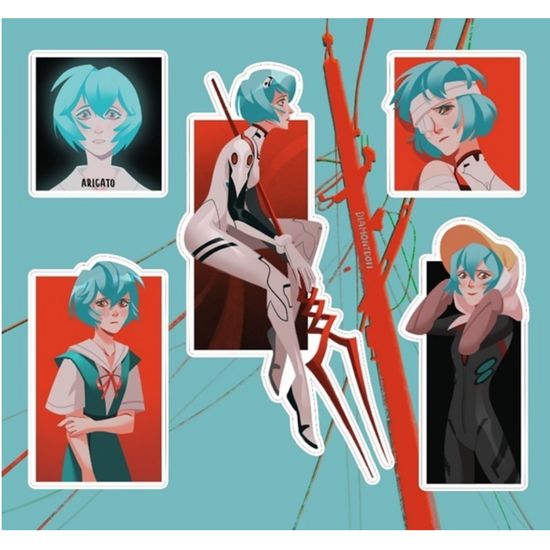 Набор стикеров 189х176мм "Евангелион: Рей"