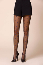 Черные колготки Stars с цветными звездочками (Размер: 2 размер) (Цвет: фиолетовый)