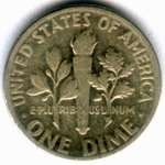 1 дайм (10 центов) 1951. США Серебро F-VF