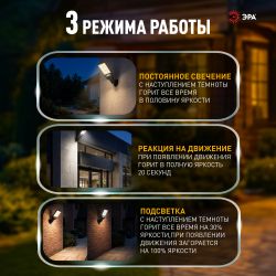 Светильник уличный ЭРА ERAKCS25-02 на солнечной батарее 10Вт 300 Лм 5000К 100 LED COB с датчиком движения ПДУ IP44 | Садовые фасадные светильники