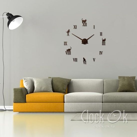 Настенные 3D часы Charm Cat