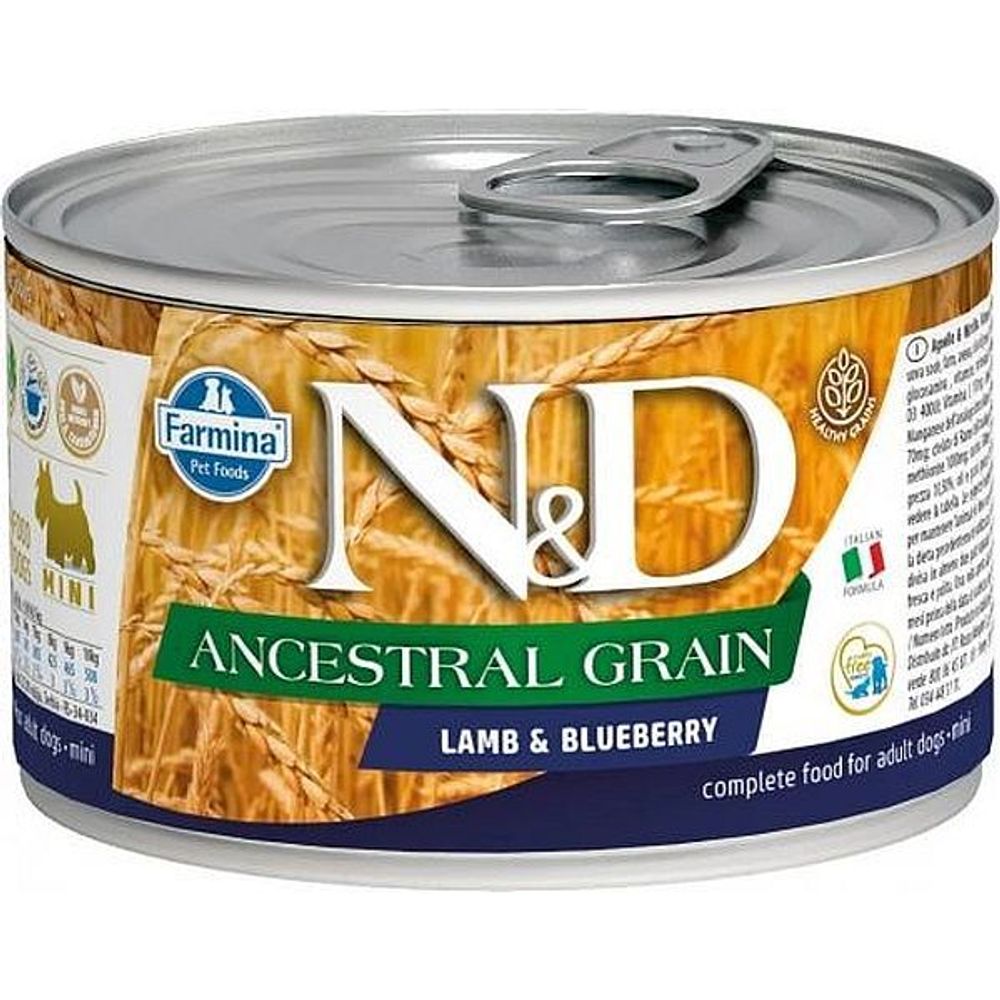 ND Dog ANCESTRAL Grain Lamb &amp; Blueberry MINI / Низкозерновой Ягнёнок с черникой 140г