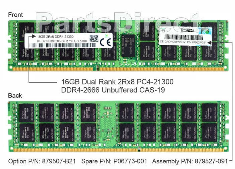 Модуль памяти HPE P06773-001 16-GB (1 x 16GB) Dual Rank x8 DDR4-2666