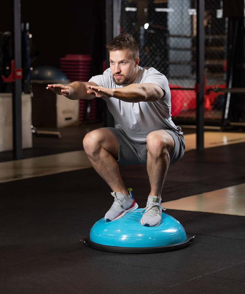 Полусфера "BOSU" GB-502 с эспандерами, с насосом, синий
