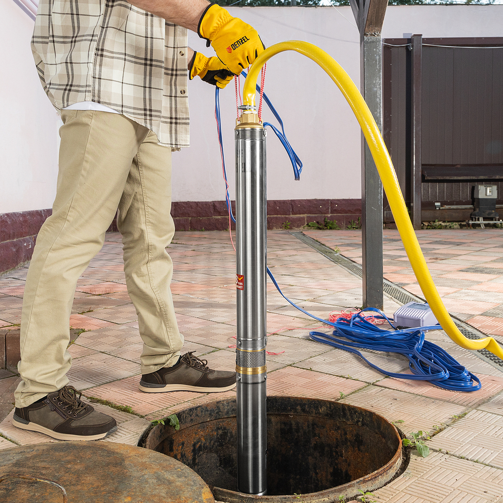 Скважинный насос DWC-3-60, центробежный, диаметр 3", 800 Вт, 3300 л/ч, напор 60 м Denzel