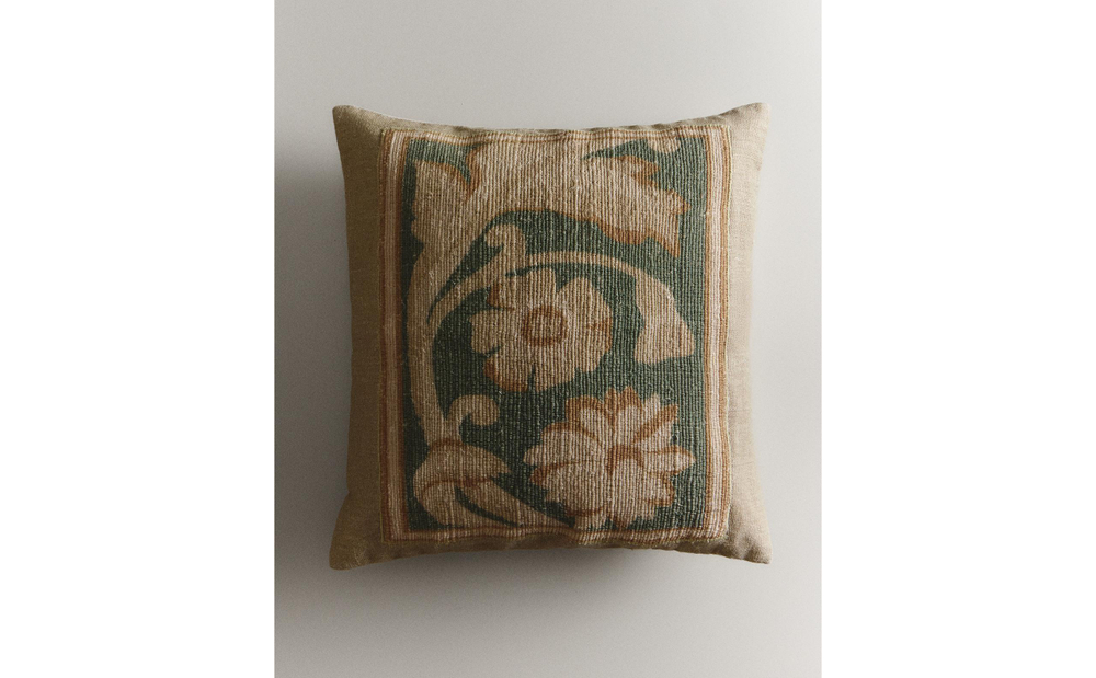 Zara Home наволочка декоративная из льна, зелёный, 50x50 см