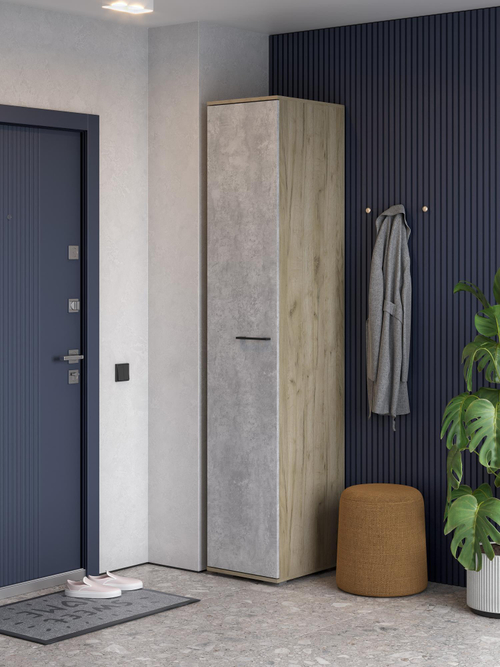 мс для прихожей Бостон ШК-400 дуб крафт серый/бетонный камень NEW