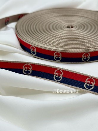Тесьма Гучч. красно-синяя узкая 2 см жаккард