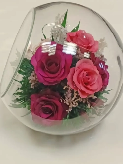 натуральные розы в стекле, вакуум