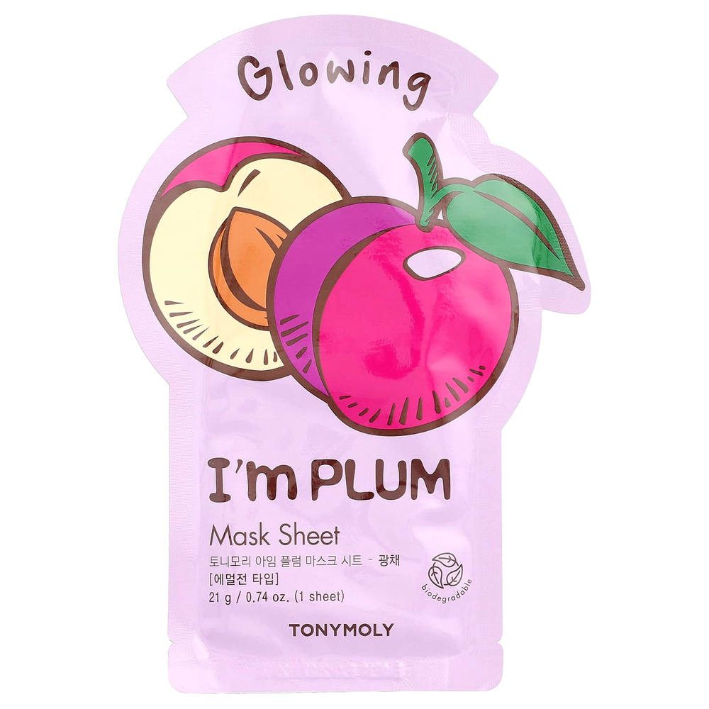 TonyMoly, I'm Plum, тканевая маска с маской для сияния кожи, 1 шт., 21 г (0,74 унции)