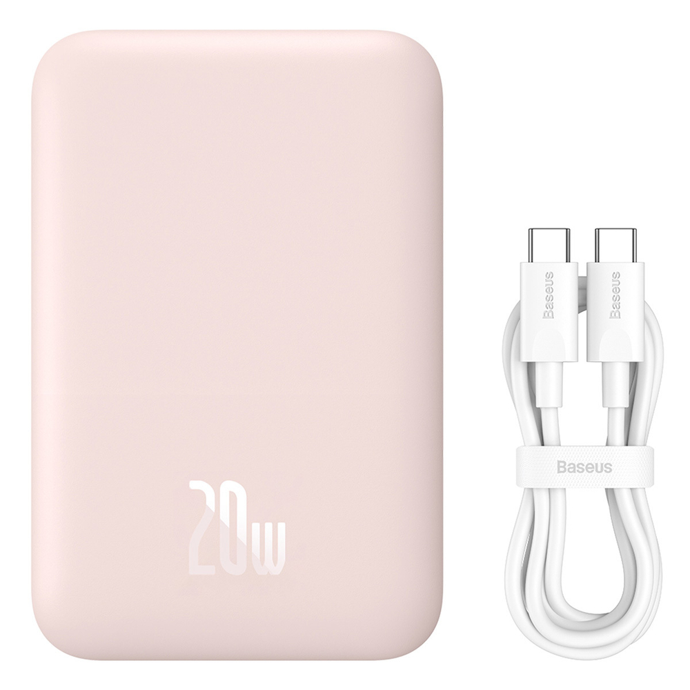 Внешний аккумулятор + Беспроводная зарядка Baseus Magnetic Wireless Charging Power Bank C+Qi 6000mAh 20W (MagSafe) - Pink