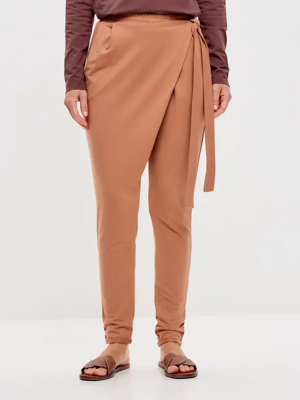 Штаны оверсайз на завязках с запахом большие размеры