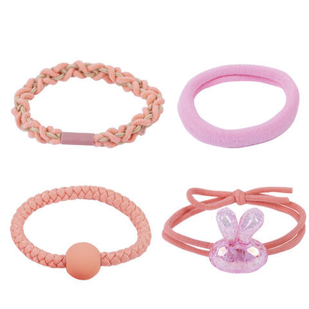 Резинки для волос НАБОР 4 шт., с декором, разные дизайны, АССОРТИ, MONTE VITA, 457069