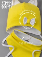 Шапка для девочки с ушками осенняя и снуд