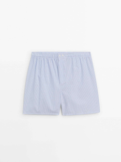 Massimo Dutti Трусы-боксеры из хлопка и волоску, небесно-голубой