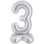 Шар фольгированный Цифра 3 127 см (Серебряный)