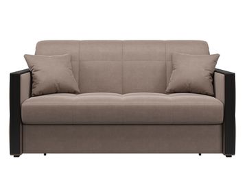 Диван Лион 1,6 - Velutto 22 коричневый/накладка венге