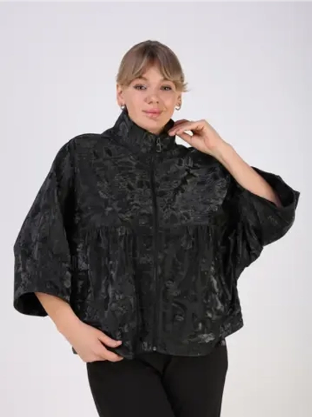 Кожаная куртка демисезонная замшевая с принтом