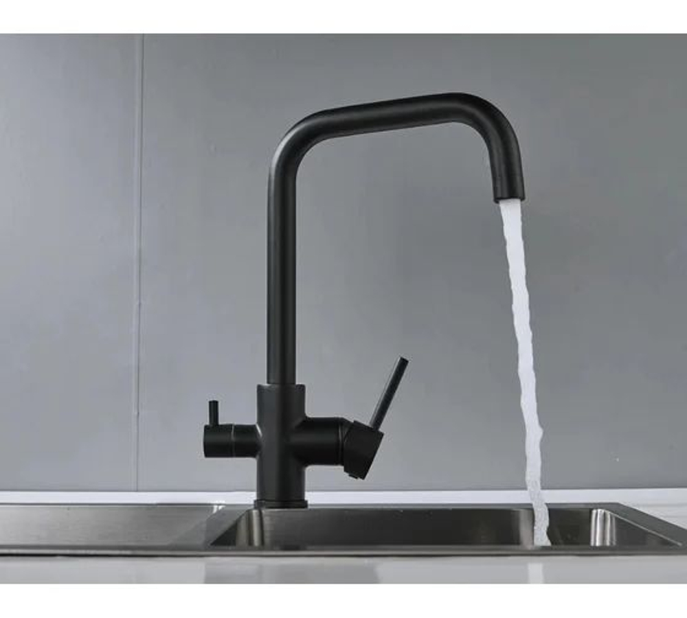 Смеситель для кухни с подключением фильтра питьевой воды, чёрный, S228H, SHEVANIK