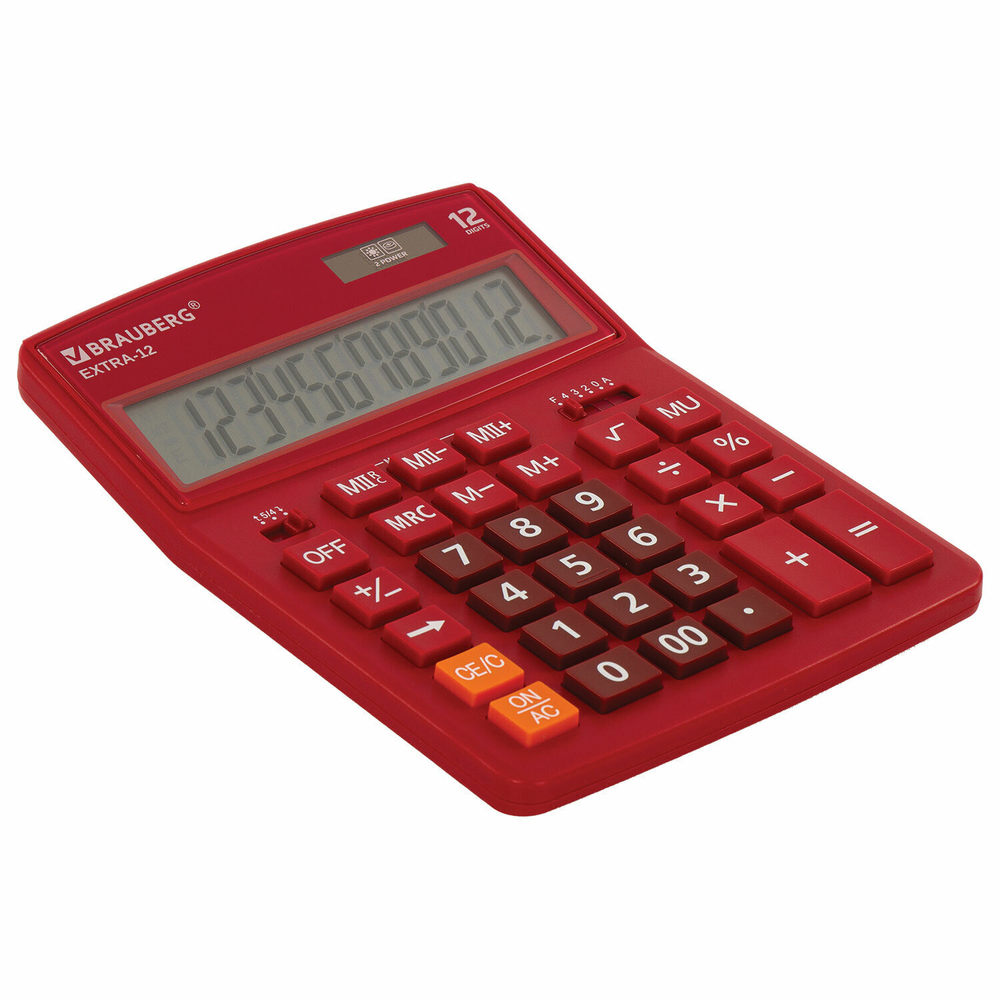 Калькулятор настольный BRAUBERG EXTRA-12-WR (206x155 мм) 12 разрядов двойное питание малиновый