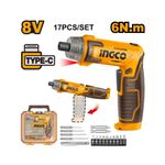 Аккумуляторная отвертка 8В, 6Hm, 1/4 USB type-C SUPER INGCO CSDLI08025