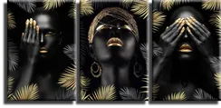 Модульная картина "трио девушек в золоте"