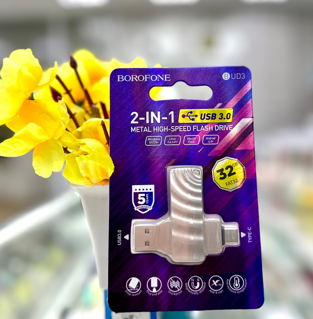 USB Type-C Флешка 32GB Borofone BUD3 , USB 3.0, металлическая